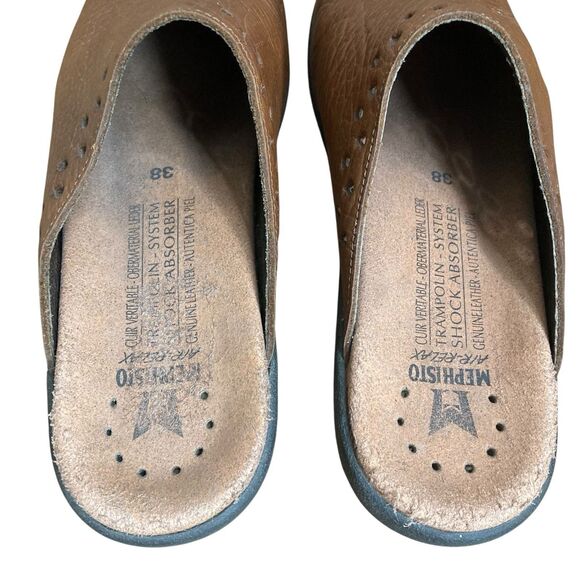 Mephisto Clog Mules Womens sz US 8/EU 38 Brown Slip On Leather Perforated France - Picture 8 of 16
